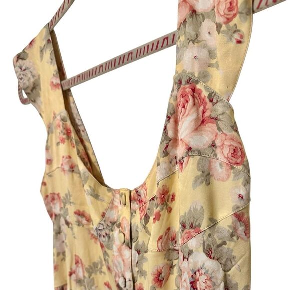 Vanessa Mooney Floral The Elisabeth Bustier Romper Butter Yellow Rose L NEW - Picture 7 of 16